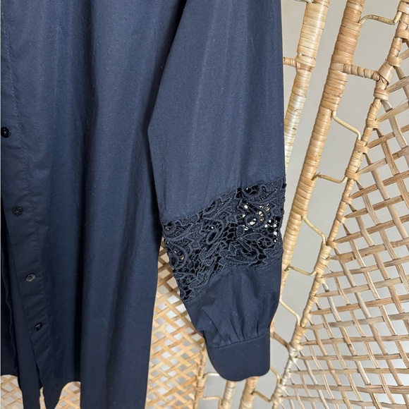 Black Button Down Lace Top - Picture 9 of 13